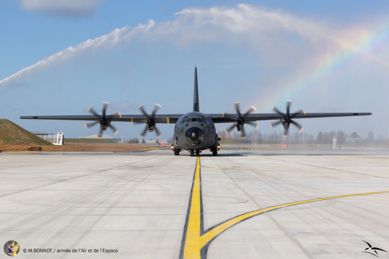 Arrivée du 1er C130J allemand le 19/02/2022 sur la base aérienne 105 d'Evreux